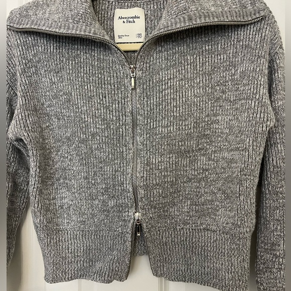 Abercrombie Double Zip Cardigan Sweater Heather Grey - Picture 5 of 5